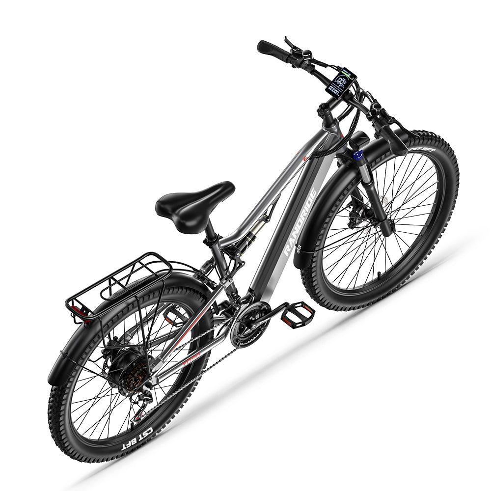 Front view of Randride YG90A full suspension electric mountain bike