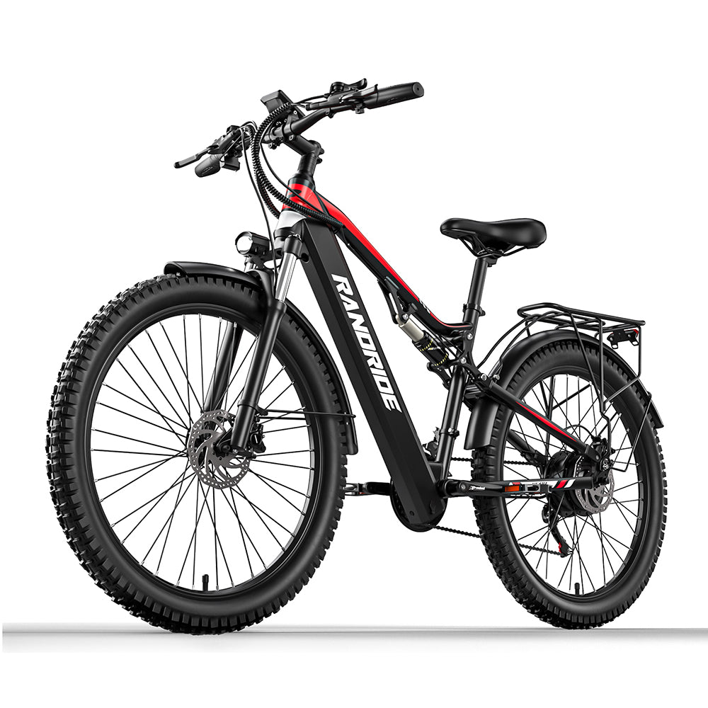 Front view of Randride YG90B full suspension electric mountain bike