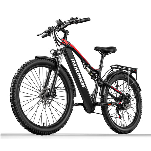 Front view of Randride YG90B full suspension electric mountain bike