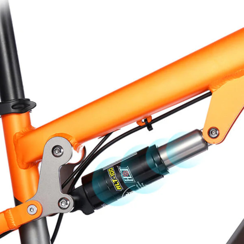RANDRIDE HLT 190mm rear shock absorber with 100mm suspension travel, aluminum alloy e-bike suspension system for smoother off-road riding and improved comfort